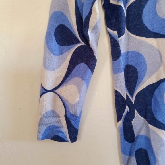 Boden sz. 2 swirly blue pattern sweater 3/4 arm wool - Picture 4 of 10